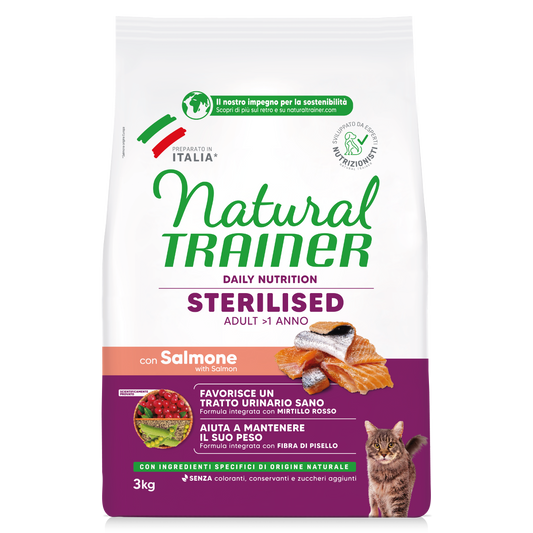 Trainer Natural Daily Nutrition Sterilised Con Salmone (+1)  (Kg/Size:3)