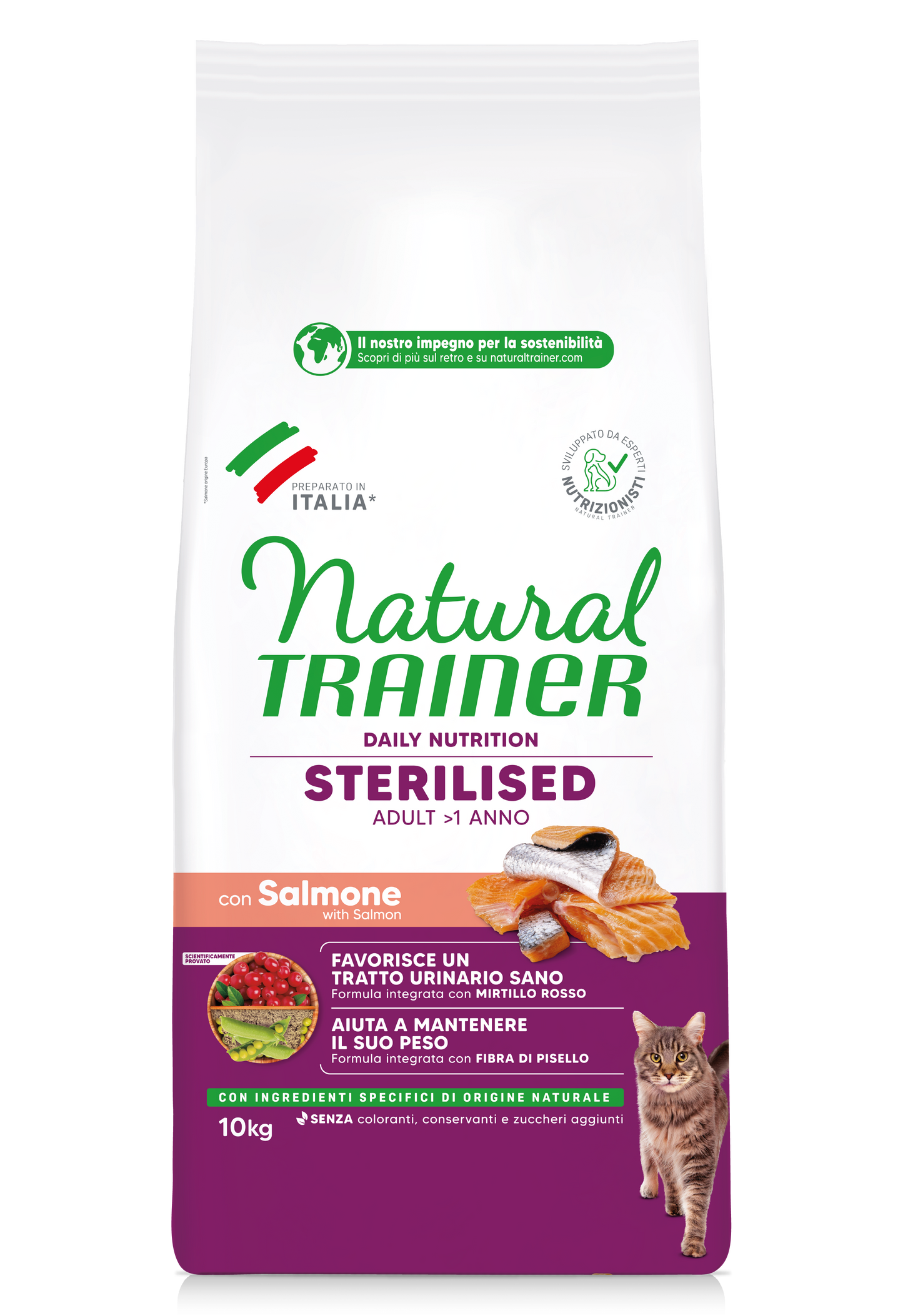 Trainer Natural Daily Nutrition Sterilised Con Salmone (+1)  (Kg/Size:10)