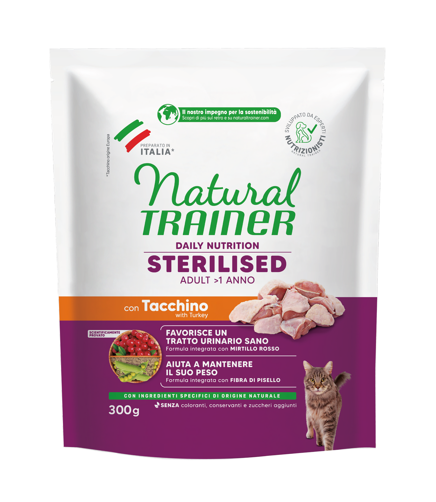 Trainer Natural Daily Nutrition Sterilised Con Tacchino (+1)  (Kg/Size:0,3)