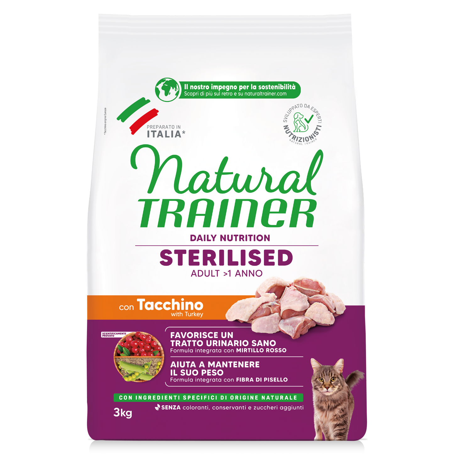 Trainer Natural Daily Nutrition Sterilised Con Tacchino (+1)  (Kg/Size:3)