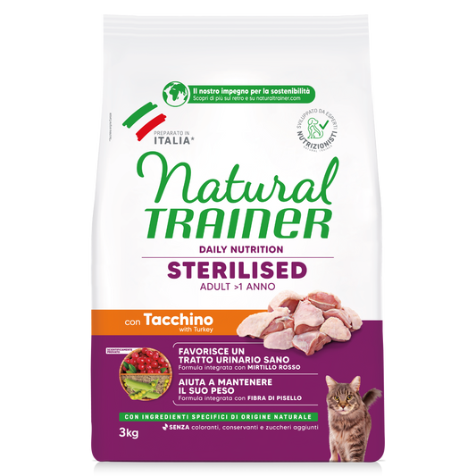 Trainer Natural Daily Nutrition Sterilised Con Tacchino (+1)  (Kg/Size:3)