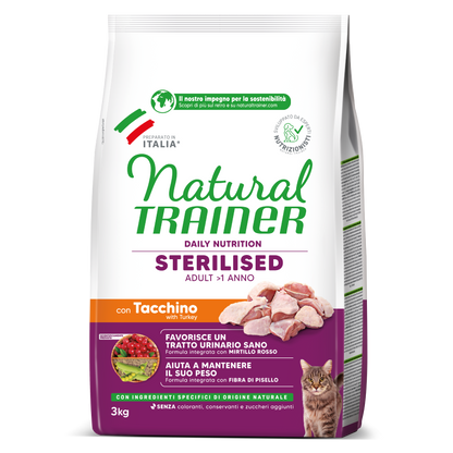 Trainer Natural Daily Nutrition Sterilised Con Tacchino (+1)  (Kg/Size:3)