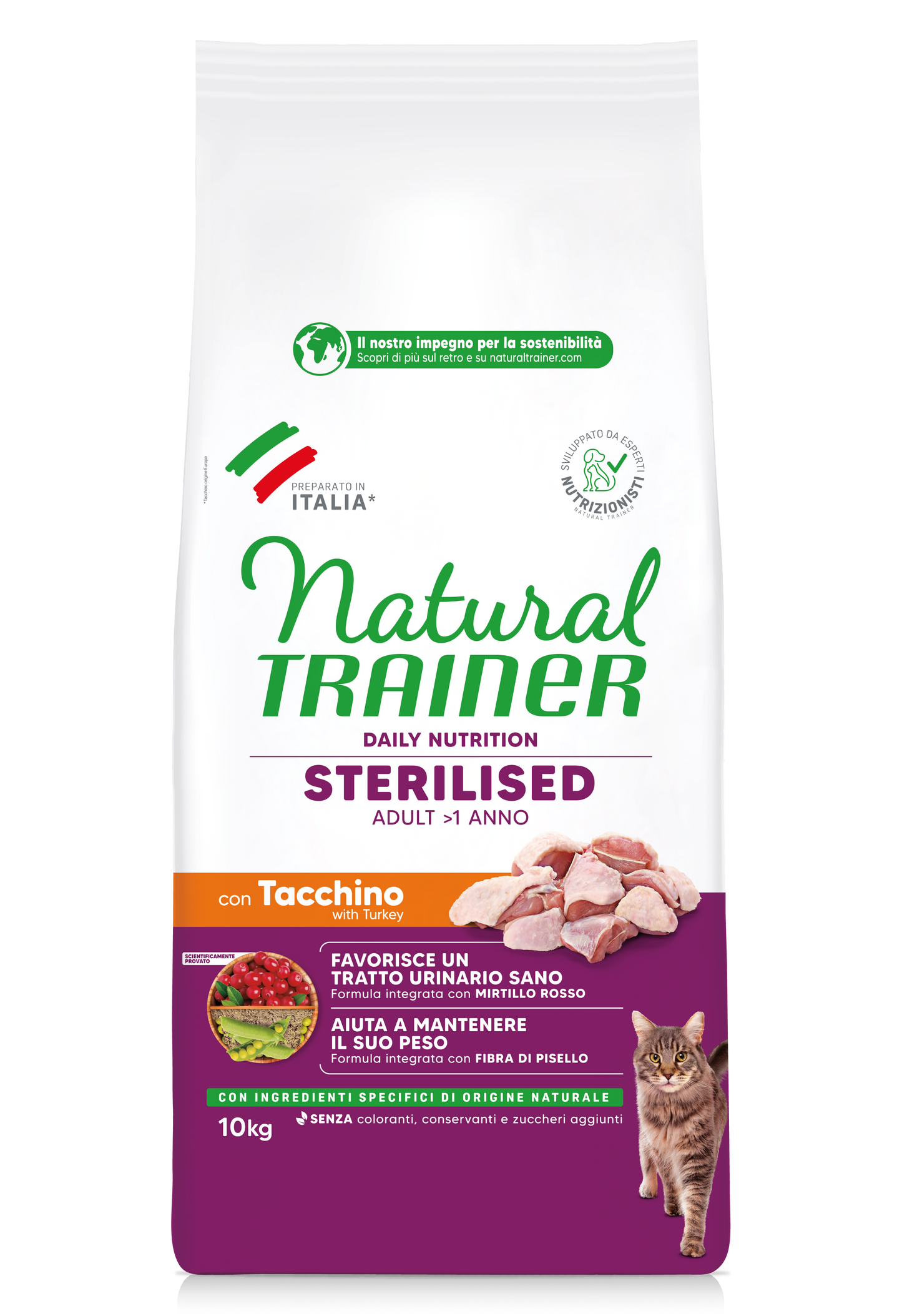 Trainer Natural Daily Nutrition Sterilised Con Tacchino (+1)  (Kg/Size:10)
