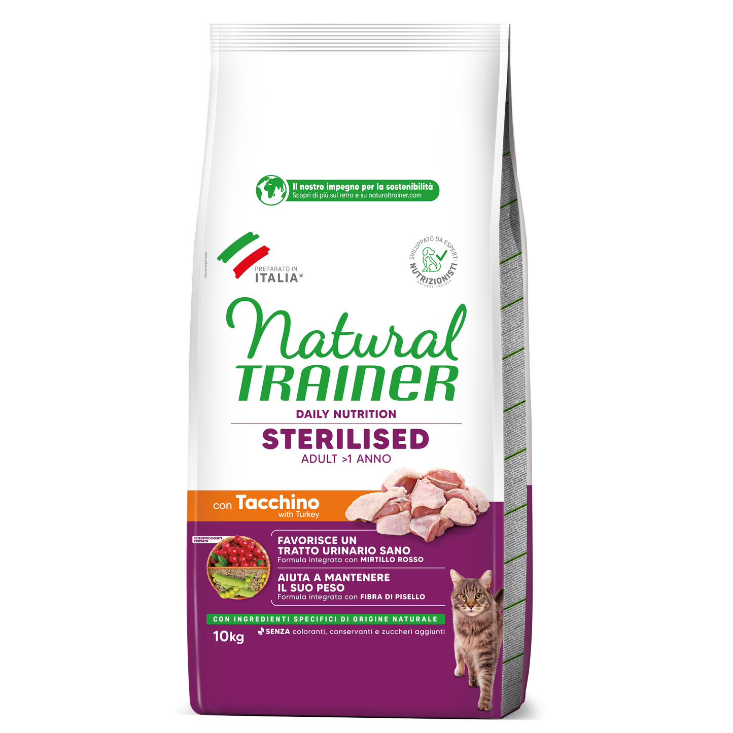 Trainer Natural Daily Nutrition Sterilised Con Tacchino (+1)  (Kg/Size:10)