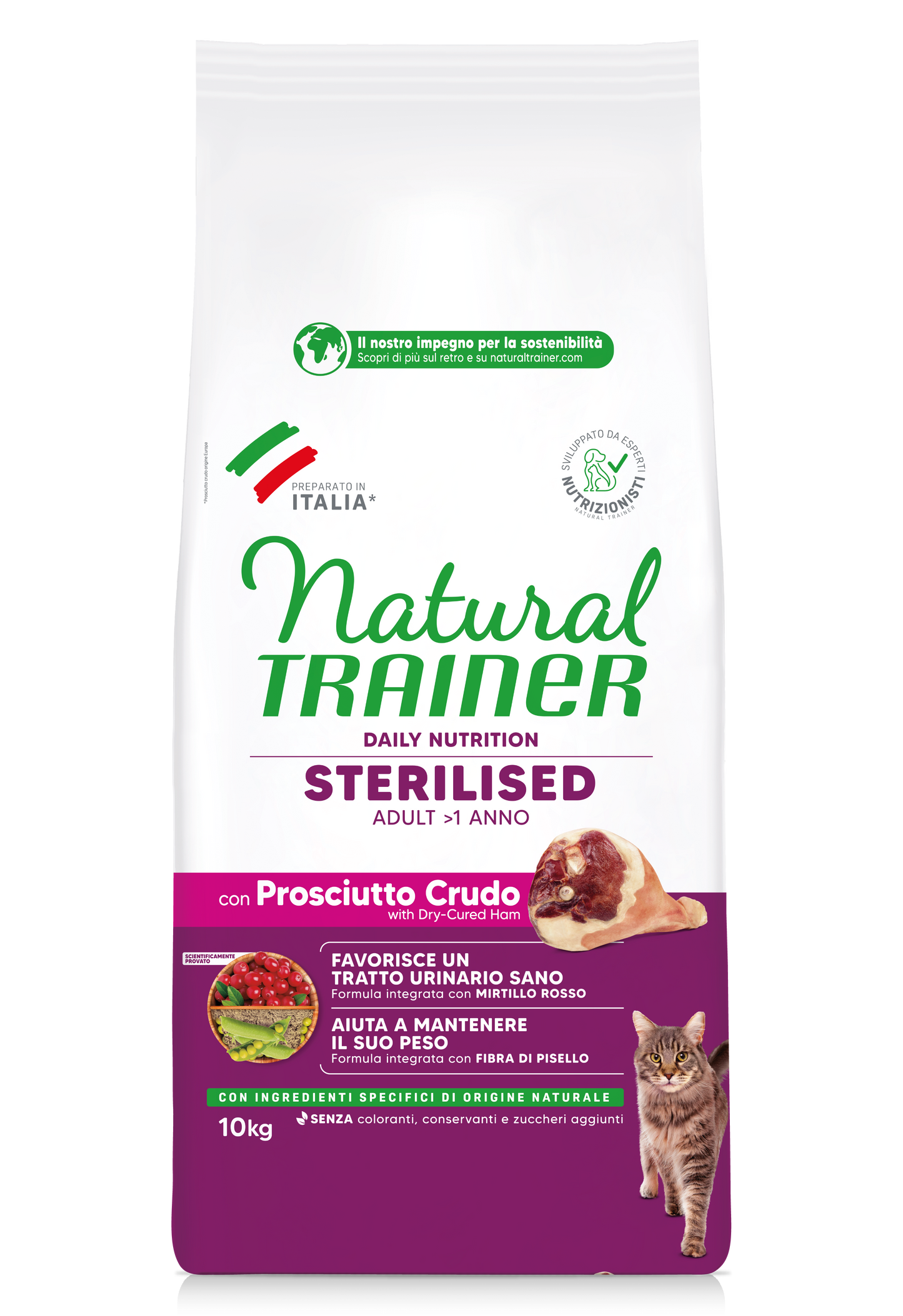 Trainer Natural Daily Nutrition Sterilised Con Prosciutto Crudo (+1)  (Kg/Size:10)