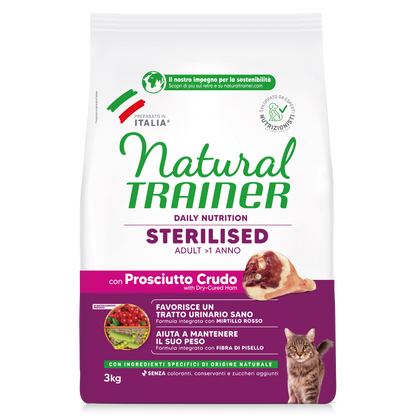 Trainer Natural Daily Nutrition Sterilised Con Prosciutto Crudo(+1)  (Kg/Size:3)
