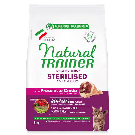 Trainer Natural Daily Nutrition Sterilised Con Prosciutto Crudo(+1)  (Kg/Size:3)