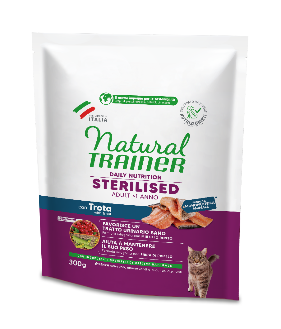 Trainer Natural Daily Nutrition Sterilised Con Trota (+1)  (Kg/Size:0,3)