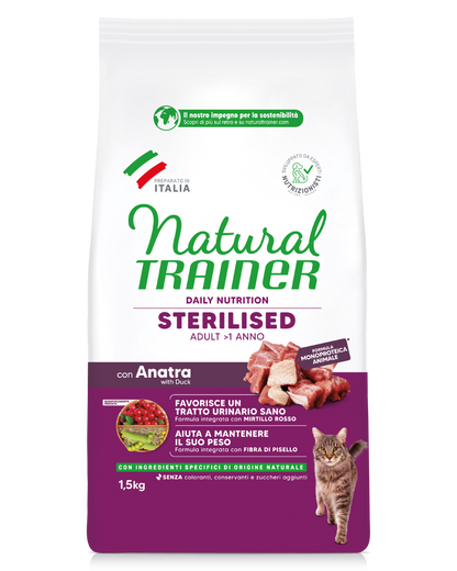 Trainer Natural Daily Nutrition Sterilised Con Anatra (+1)  (Kg/Size:1,5)