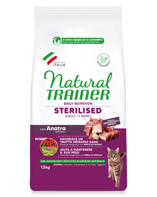 Trainer Natural Daily Nutrition Sterilised Con Anatra (+1)  (Kg/Size:1,5)