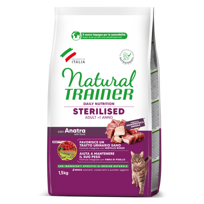 Trainer Natural Daily Nutrition Sterilised Con Anatra (+1)  (Kg/Size:1,5)