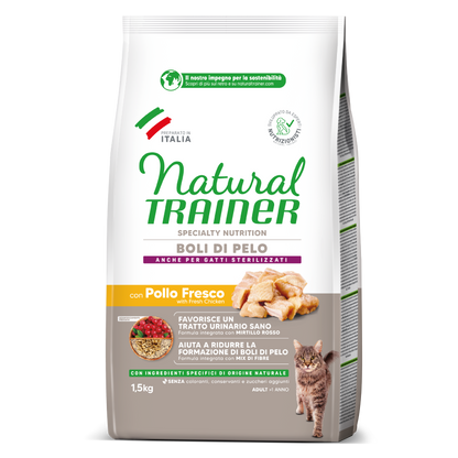 Trainer Natural Speciality Nutrition Boli di Pelo Con Pollo Fresco (+1)  (Kg/Size:1,5)