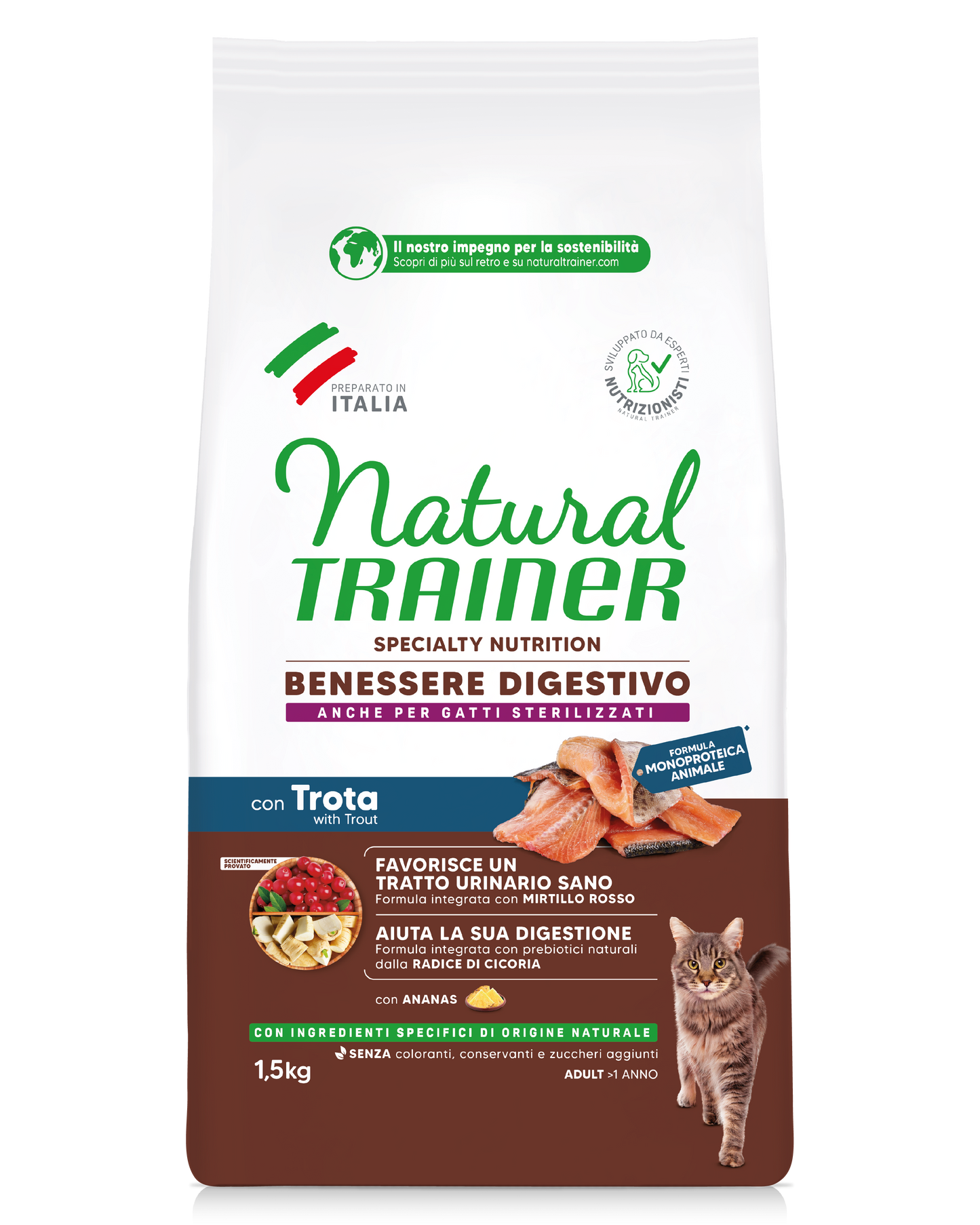 Trainer Natural Speciality Nutrition Benessere Digestivo Con Trota (+1)  (Kg/Size:1,5)
