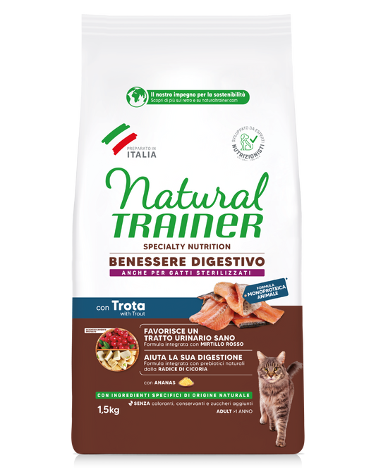 Trainer Natural Speciality Nutrition Benessere Digestivo Con Trota (+1)  (Kg/Size:1,5)