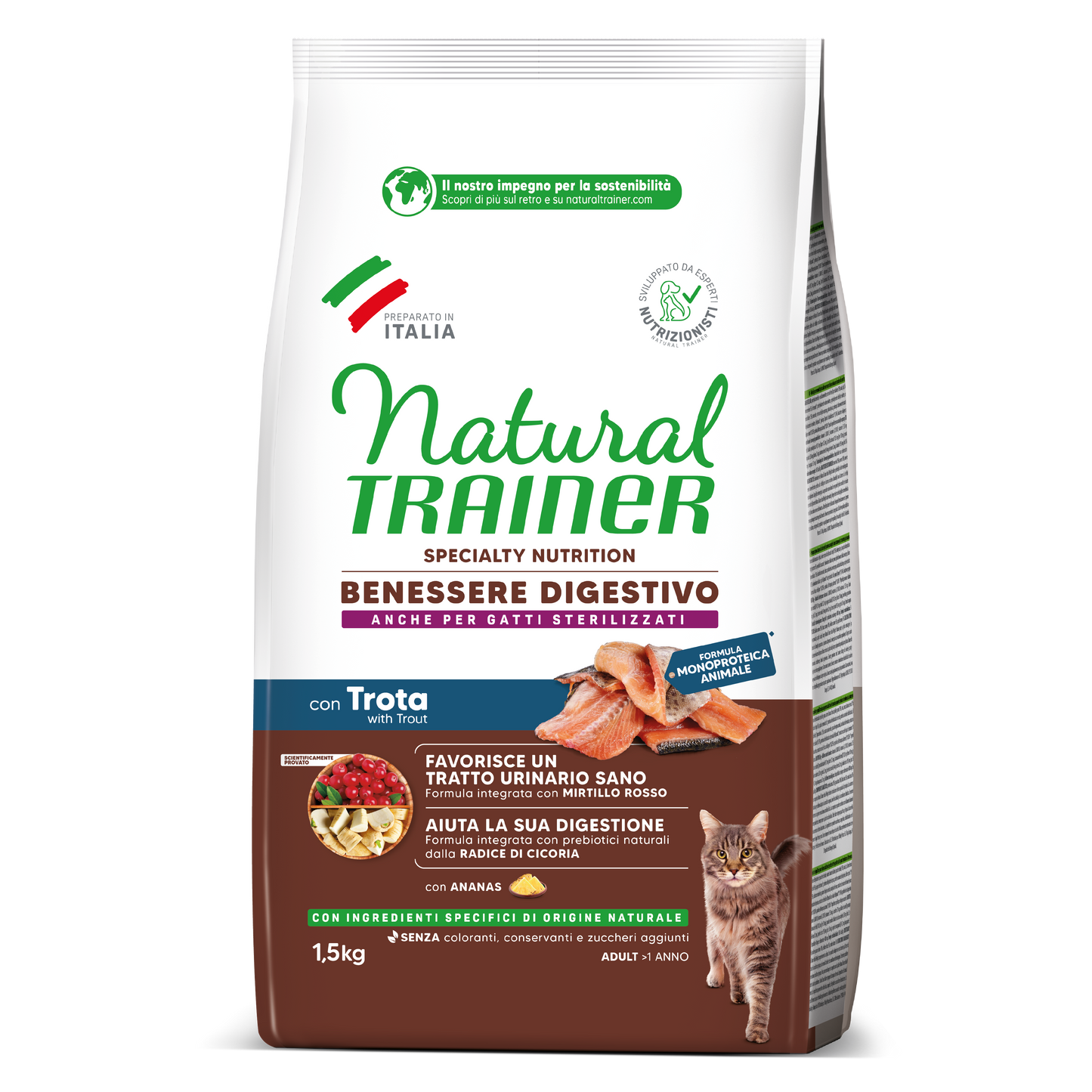 Trainer Natural Speciality Nutrition Benessere Digestivo Con Trota (+1)  (Kg/Size:1,5)