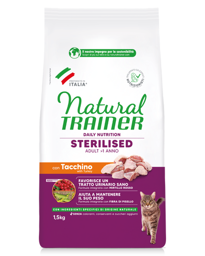 Trainer Natural Daily Nutrition Sterilised Con Tacchino (+1)  (Kg/Size:1,5)