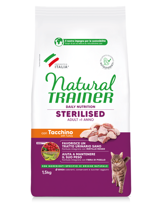 Trainer Natural Daily Nutrition Sterilised Con Tacchino (+1)  (Kg/Size:1,5)