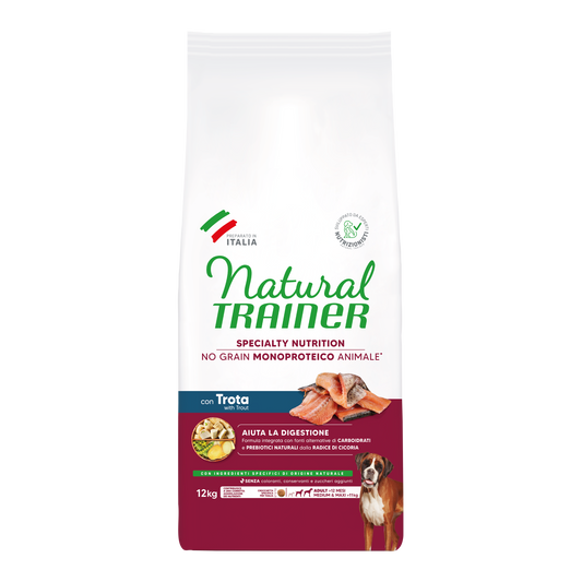 Natural Trainer Sensitive No Grain Adult Medium/Maxi con Trota (Kg/Size:12)