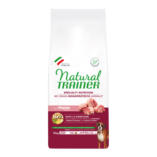 Natural Trainer Sensitive No Grain Adult Medium/Maxi con Maiale  (Kg/Size:12)