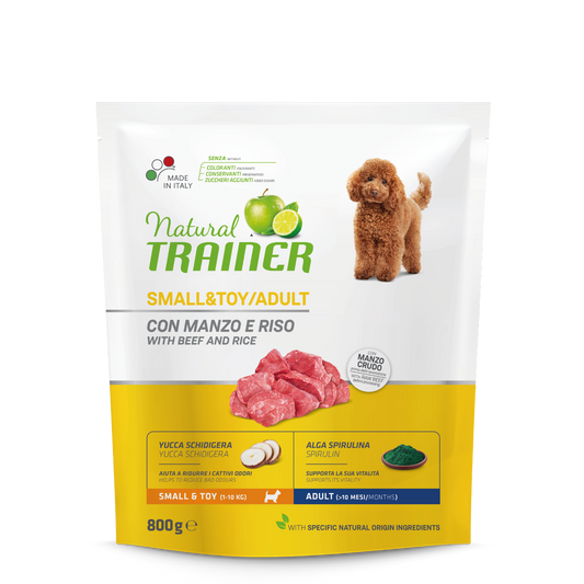 Trainer Natural Adult Mini Manzo, Yucca Schidigira, Alga Spirulina. (Kg/Size:0,8)