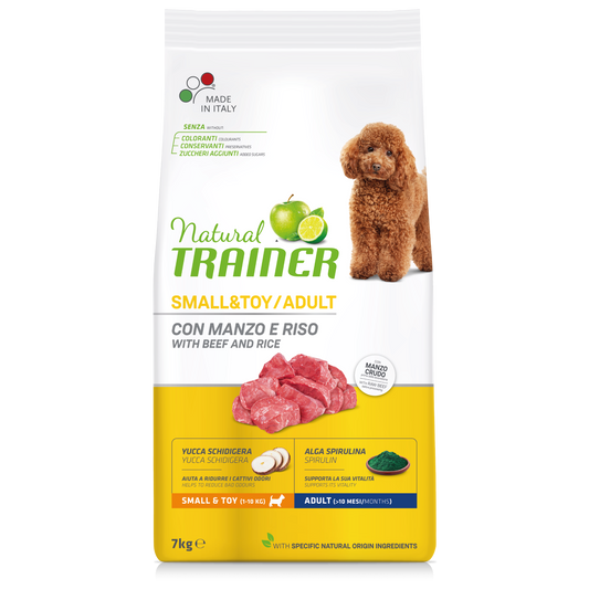Trainer Natural Adult Mini Manzo, Yucca Schidigira, Alga Spirulina. (Kg/Size:7)