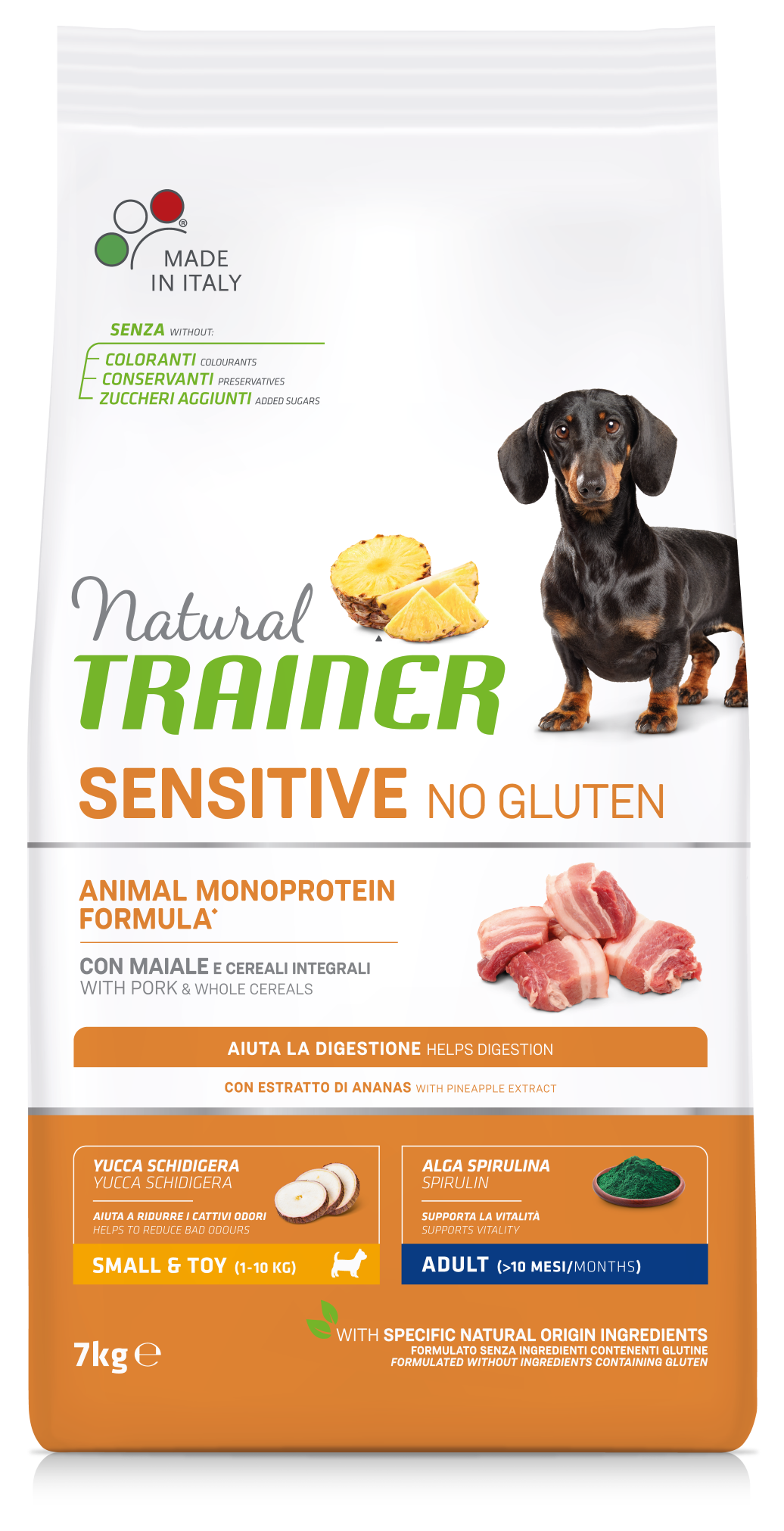 Trainer Natural Sensitive No Gluten Mini Adult Con Maiale (Kg/Size:7)