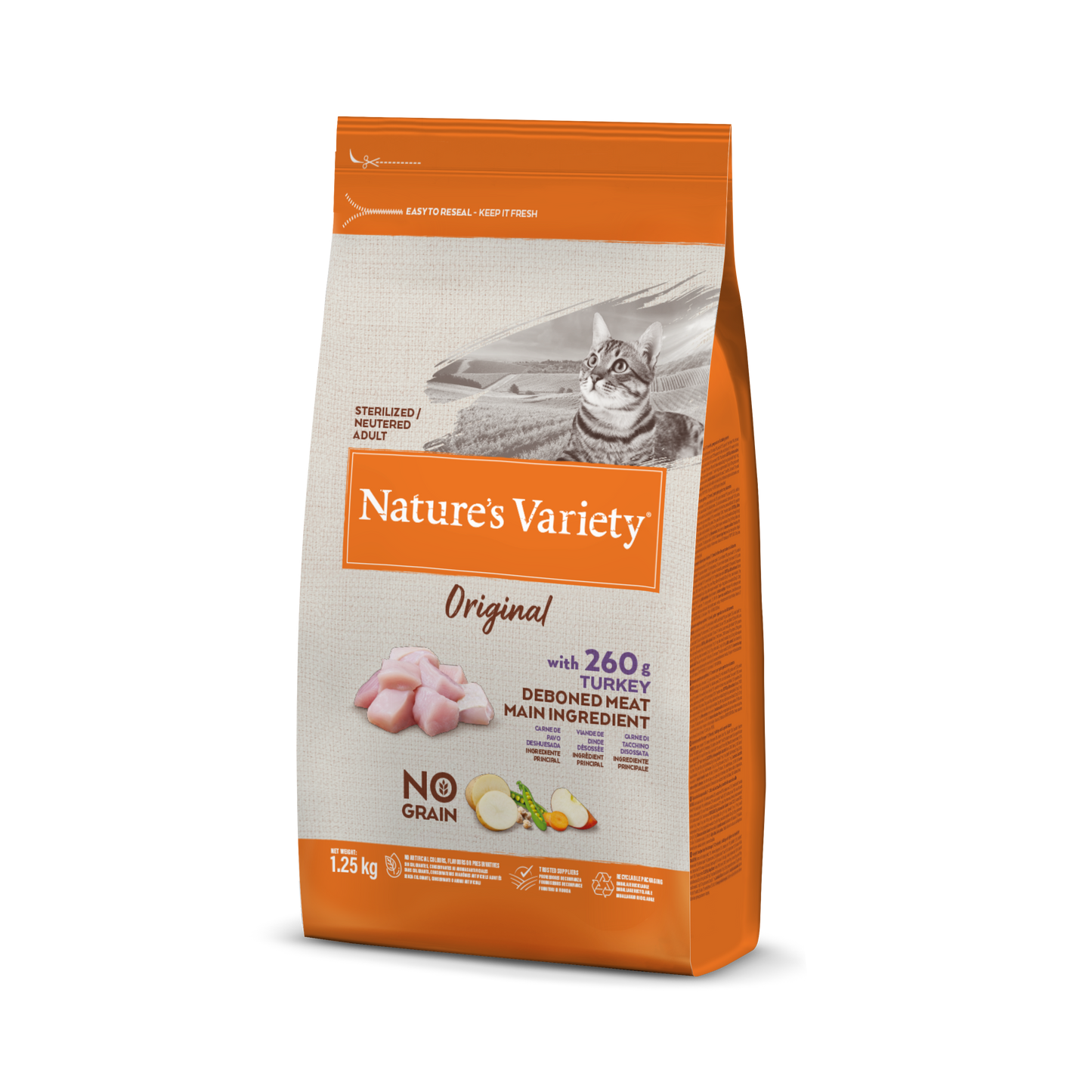 Nature's Variety Cat Original No Grain Sterlised Tacchino (kg/size:1,25)