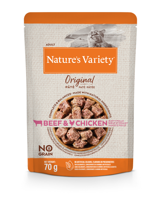 Nature's Variety Original Paté No Grain  Manzo pezzi 12 Umido Per Gatti (Kg/Size:0,07)